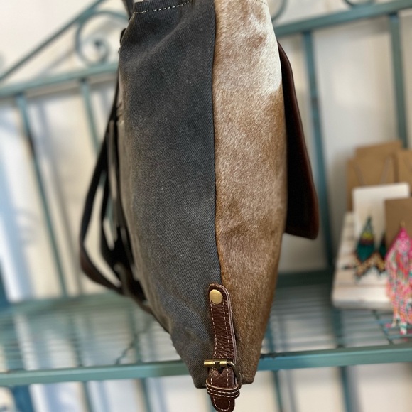 🔥💜 New Myra Bag leather cowhide Backpack Canvas rug boho western tribal School - Picture 10 of 14